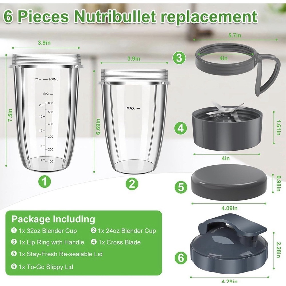 Nutribullet Blender Cups & Blade Replacement Set, 32oz & 24oz Nutribullet cup...